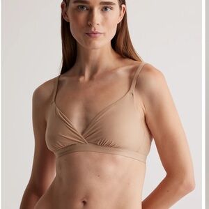 Quince Second Skin Crossover Bralette in Sand Medium